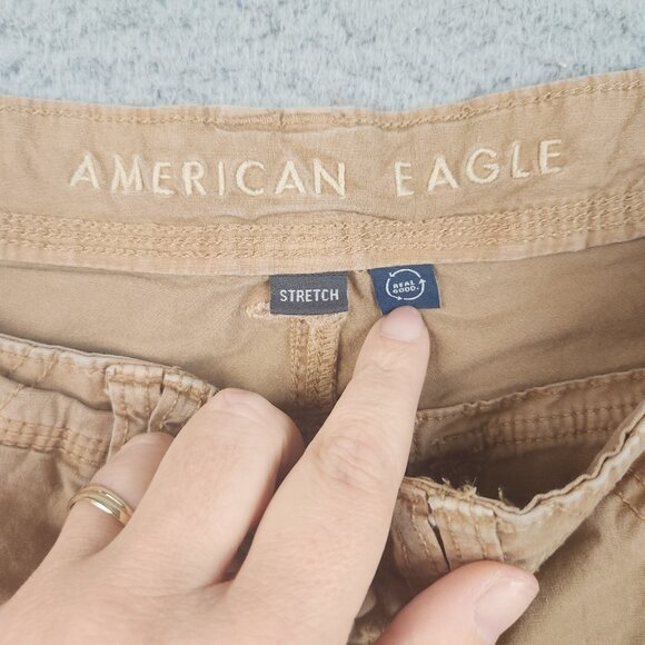 American Eagle Pants Jean Women 6 6L Tan Baggy Jogger Wide Leg Cargo Utility AEO - Picture 8 of 12